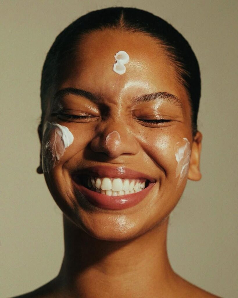 Lady who applied her skin care