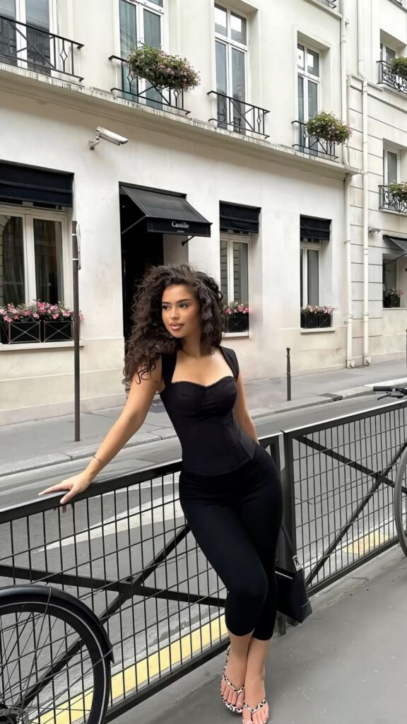 Pretty woman walking down the street 