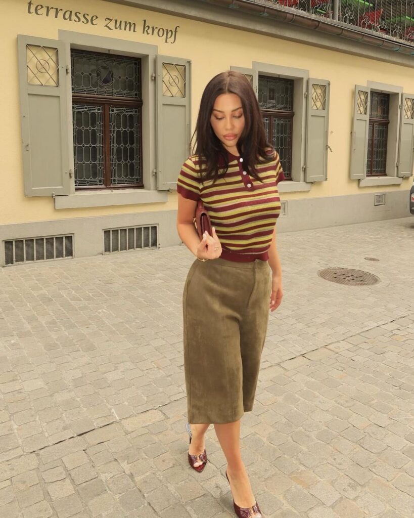 Lady putting on a casual but effortless spring outfit