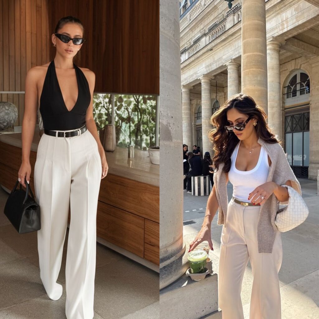 Lazy Fits for School: Cute, Simple & Comfy Outfits for School You’ll Actually Wear Lady putting on corporate pants and tank top for spring 2026