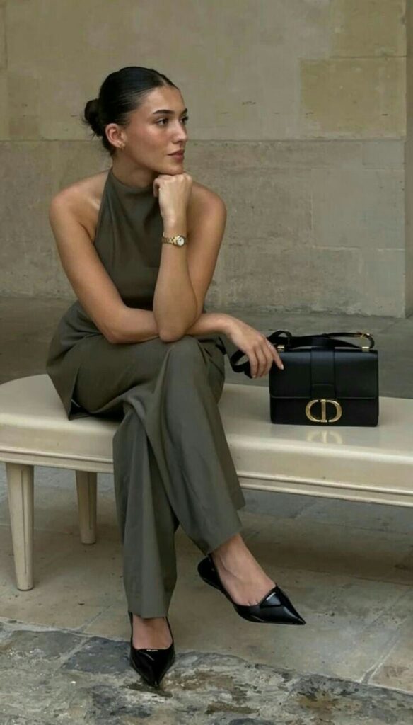 Classy lady puttin on a business attire