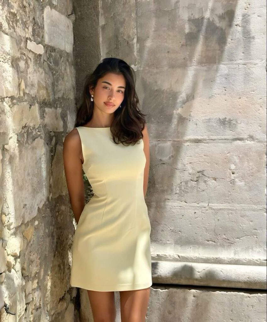 Lazy Fits for School: Cute, Simple & Comfy Outfits for School You’ll Actually Wear Lady putting on a chic dress