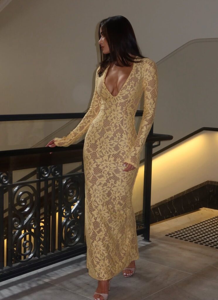Beautiful yellow Lacey long dress 